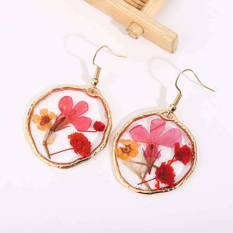 Floral Acrylic Disc Earrings E7617