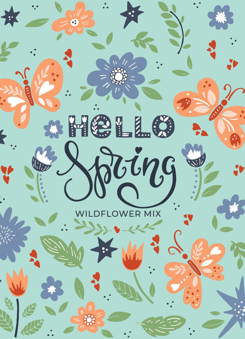 Hello Spring Blue Background - Wildflower Mix Seed Packets