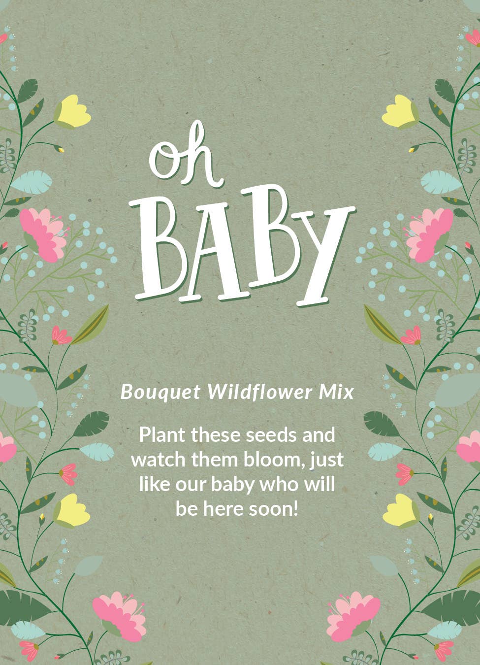 Oh Baby Baby Shower Sage Green - Bouquet Wildflower Seed