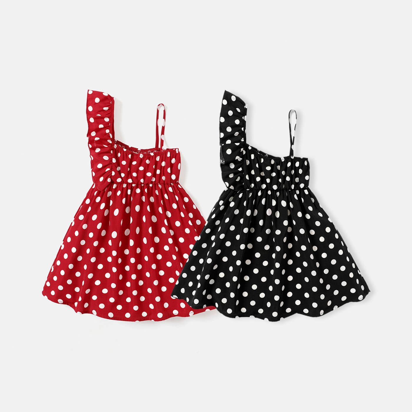 Toddler Girl Polka dots Ruffled Slip Dress