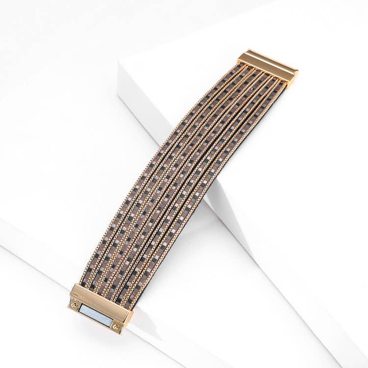 Multilayer Rhinestone Magnetic Bracelets B3571