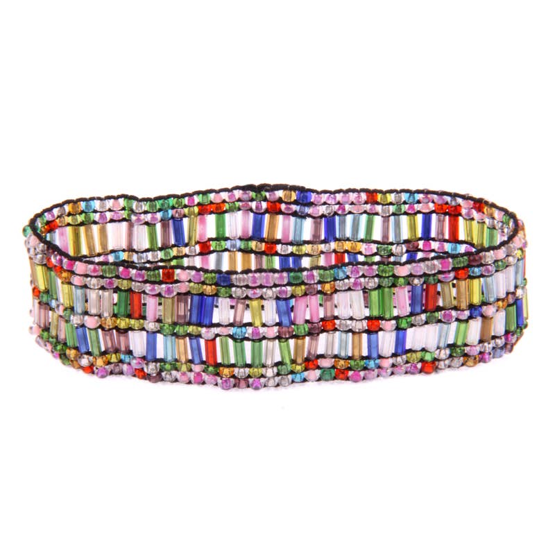 Boho mosaic stretch bracelet 8 rows of beads