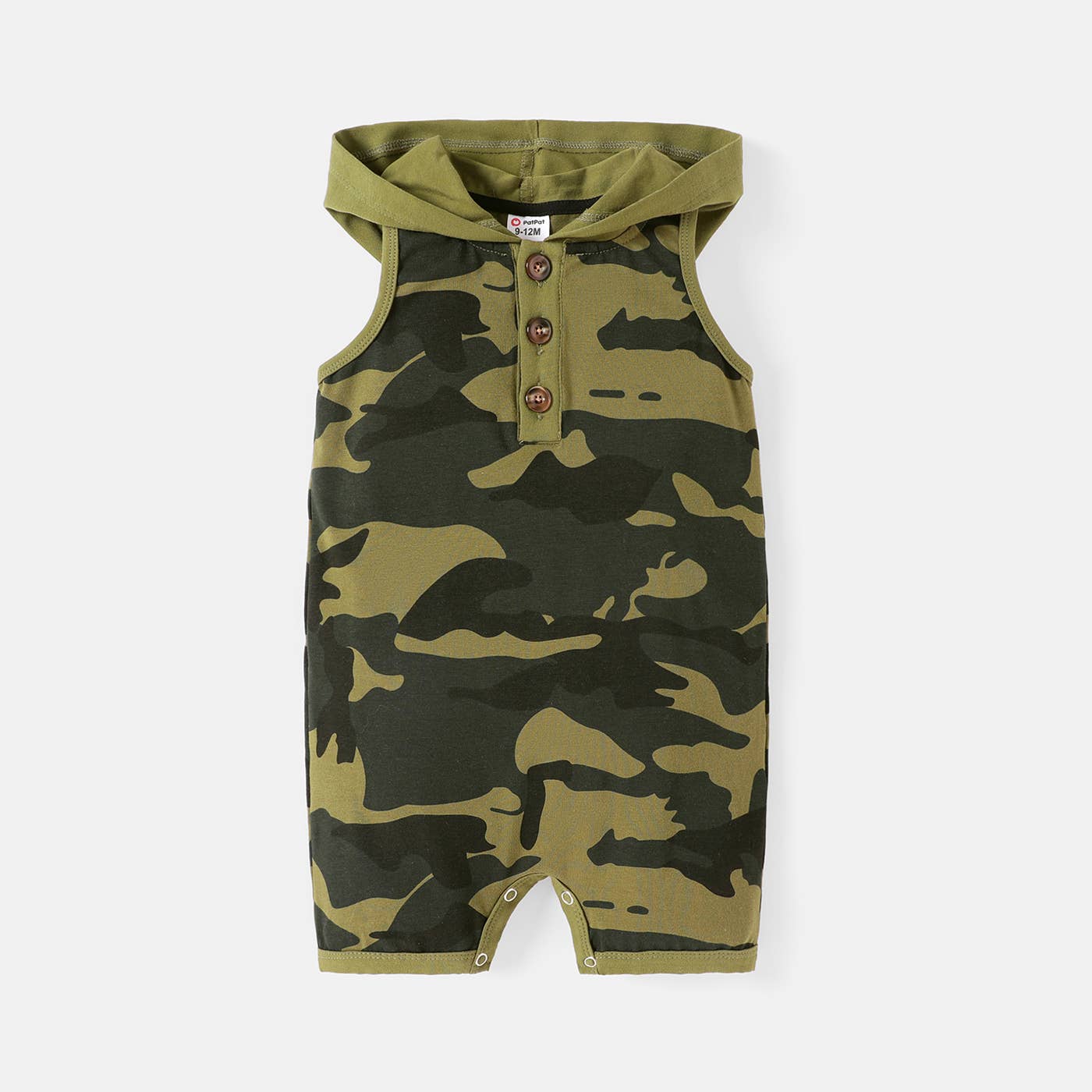 Baby Boy Cotton CamouflageHooded Tank Romper
