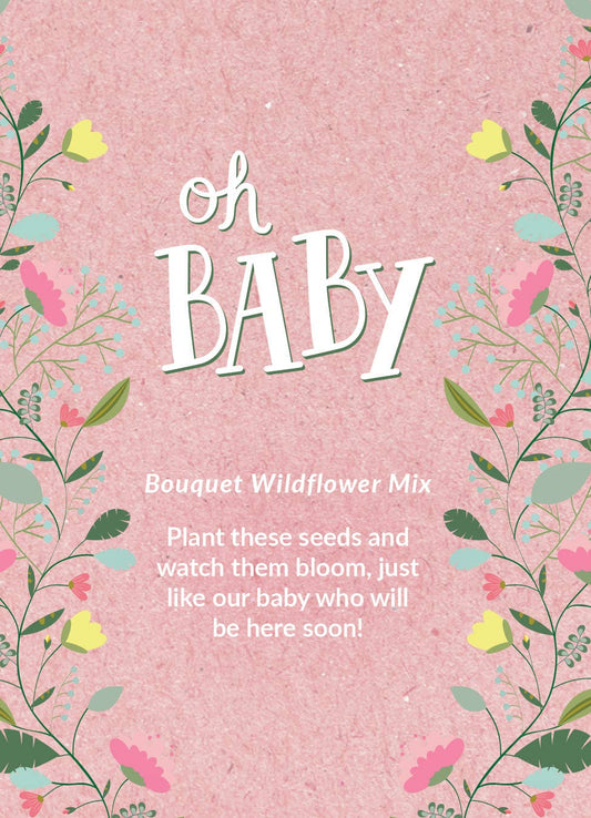 Oh Baby Baby Shower Pink - Bouquet Wildflower Seed Packets
